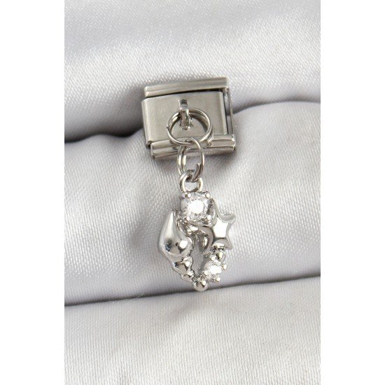 316L Çelik Sallantılı Zirkon Taşlı Deniz Kabuğu Ve Yıldız Model Gümüş Renk Nomination Charm 316L Çelik Sallantılı Zirkon Taşlı Deniz Kabuğu Ve Yıldız Model Gümüş Renk Nomination Charm