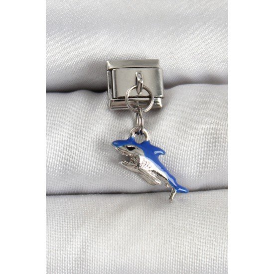 316L Çelik Sallantılı Köpekbalığı Model Gümüş Renk Nomination Charm
