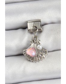 316L Çelik Sallantılı İnci Detaylı İstiridye Model Gümüş Renk Nomination Charm