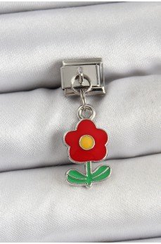 316L Çelik Sallantılı Kırmızı Papatya Model Gümüş Renk Nomination Charm 316L Çelik Sallantılı Kırmızı Papatya Model Gümüş Renk Nomination Charm