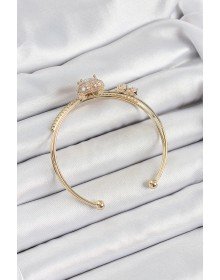 Pirinç Gold Renk Kalpli Zirkon Taşlı Kadın Bileklik