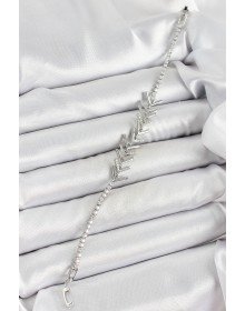 Pirinç Gümüş Renk Zirkon Taşlı Balık Sırtı Kadın Bileklik