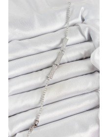 Pirinç Gümüş Renk Zirkon Taşlı Kemik Model Kadın Bileklik