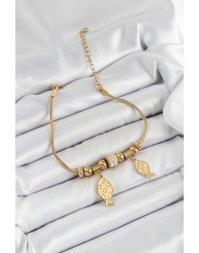 316L Çelik Gold Renk Balık Model Kadın Bileklik