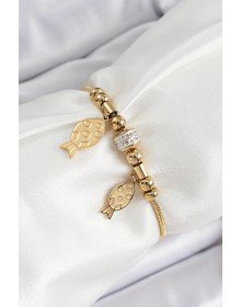 316L Çelik Gold Renk Balık Model Kadın Bileklik