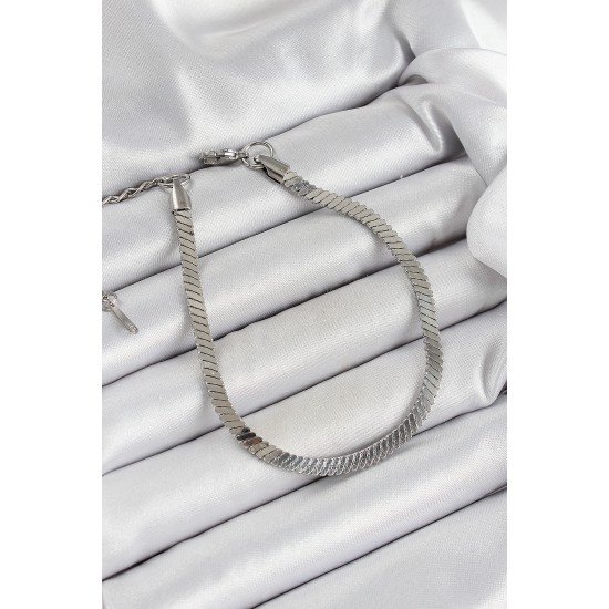 316L Çelik Gümüş Renk Yassı Zincir Model Kadın Bileklik 316L Çelik Gümüş Renk Yassı Zincir Model Kadın Bileklik
