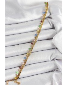 316L Çelik Gold Renk Karışık Renkli Kristal Taşlı Kadın Bileklik