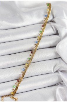 316L Çelik Gold Renk Karışık Renkli Kristal Taşlı Kadın Bileklik