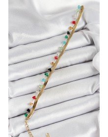 316L Çelik Gold Renk Kristal Karışık Renkli Taşlı 2'li Kadın Bileklik