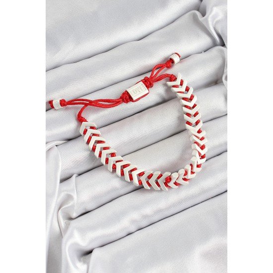 Pirinç Asansörlü Kırmızı Beyaz Juju Kadın Bileklik