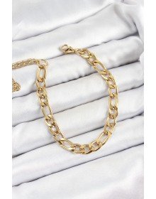 316L Çelik Gold Renk Kalın Zincir Erkek Bileklik