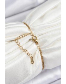 316L Çelik Zincir Pembe Mineli Sanatsal Portre İnci Detaylı Çiçek Model Gold Renk Kadın Bileklik