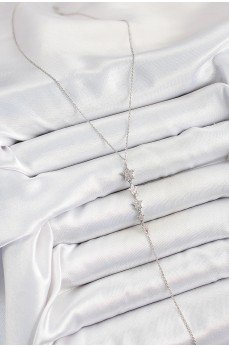 Pirinç Zirkon Taşlı Sıralı Yıldız Figürlü Y Model Gümüş Renk Kadın Kolye Pirinç Zirkon Taşlı Sıralı Yıldız Figürlü Y Model Gümüş Renk Kadın Kolye