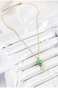 316L Çelik Zincir Yeşil Balık Model Gold Renk Kadın Kolye 316L Çelik Zincir Yeşil Balık Model Gold Renk Kadın Kolye