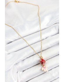 316L Çelik Zincir Kırmızı Balık Model Gold Renk Kadın Kolye