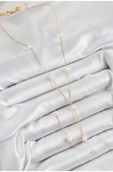 Pirinç İnci Figürlü Y Model Gold Renk Kadın Kolye