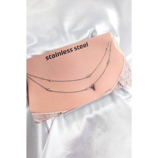 316L Çelik Zirkon Taşlı Damla Model Gümüş Renk Göbek Bel Zinciri 316L Çelik Zirkon Taşlı Damla Model Gümüş Renk Göbek Bel Zinciri