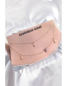 316L Çelik Zirkon Taşlı Kutup Yıldızı Model Gold Renk Göbek Bel Zinciri