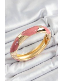 Pirinç Pembe Mineli Baklava Model Gold Renk Kadın Kelepçe