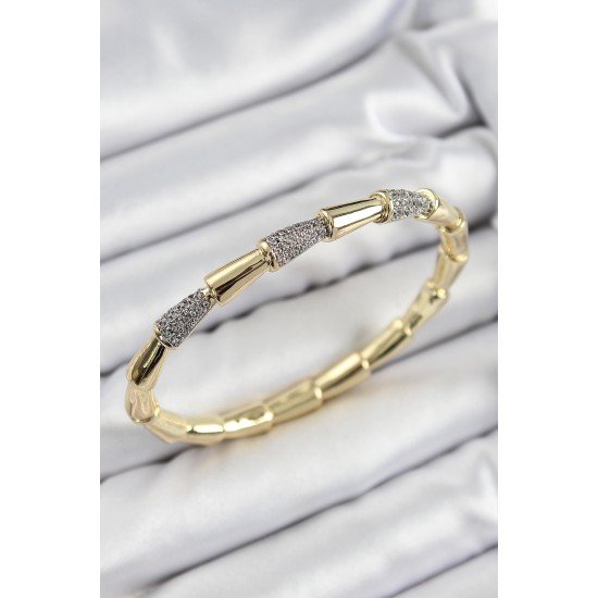 Pirinç Zirkon Taşlı Kemik Model Gold Renk Vip Kadın Bileklik Pirinç Zirkon Taşlı Kemik Model Gold Renk Vip Kadın Bileklik