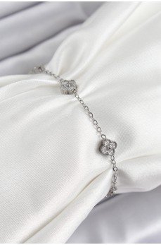 316L Çelik Yonca Model Gümüş Renk Kadın Bileklik