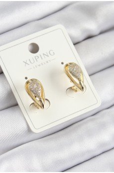 Xuping Zirkon Taşlı Damla Model Gold Renk Kadın Küpe