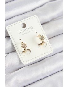 Xuping Zirkon Taşlı Çiçek Model Gold Renk Kadın Küpe