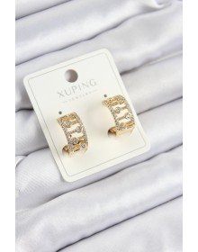 Xuping Zirkon Taşlı Çit Halka Model Gold Renk Kadın Küpe