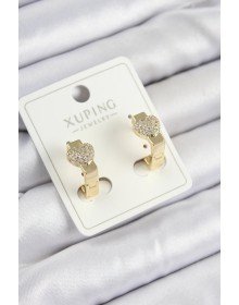 Xuping Zirkon Taşlı Kalp Model Gold Renk Kadın Küpe