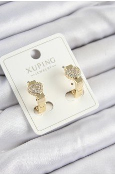 Xuping Zirkon Taşlı Kalp Model Gold Renk Kadın Küpe