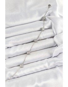 316L Çelik Yonca Model Gümüş Renk Kadın Bileklik