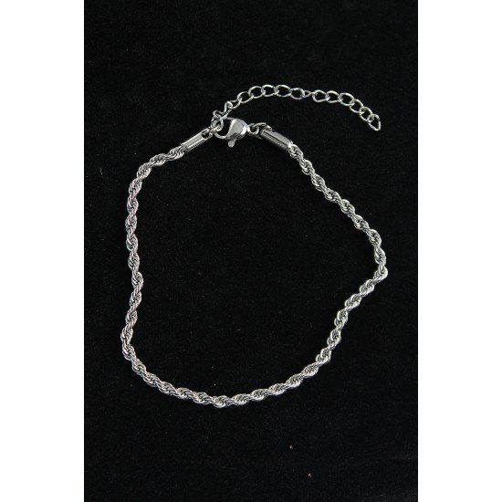 316L Çelik Burgu Model Gümüş Renk Erkek Bileklik