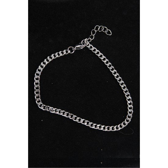 316L Çelik İnce Klasik Model Gümüş Renk Erkek Bileklik