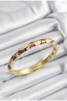 Mineli Pirinç Fuşya Ve Krem Petek Motifli Gold Renk Kadın Kelepçe Mineli Pirinç Fuşya Ve Krem Petek Motifli Gold Renk Kadın Kelepçe