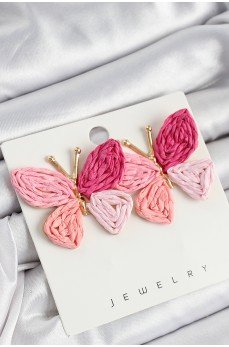 Pirinç Pembe Kelebek Model Gold Renk Kadın Hasır Küpe Pirinç Pembe Kelebek Model Gold Renk Kadın Hasır Küpe