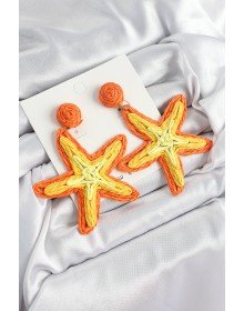 Pirinç Turuncu Deniz Yıldızı Model Gold Renk Kadın Hasır Küpe