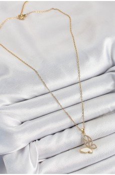 316L Çelik Zirkon Taşlı Kelebek Model Gold Renk Kadın Kolye 316L Çelik Zirkon Taşlı Kelebek Model Gold Renk Kadın Kolye