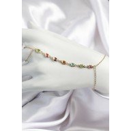 Pirinç Renkli Kare Zirkon Taşlı Y Model Gold Renk Kadın Şahmeran