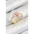Pirinç Zirkon Taşlı Pembe Kalp Model Gold Renk Kadın Yüzük