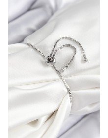 Pirinç Zirkon Taşlı X Detaylı Su Yolu Model Gümüş Renk Asansörlü Kadın Bileklik