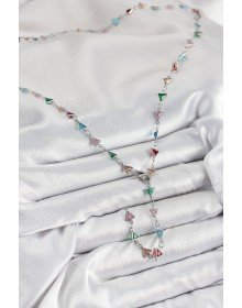 Pirinç Renkli Zirkon Taşlı Üçgen Model Gümüş Renk Kadın Y Kolye