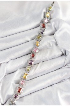 Pirinç Karışık Zirkon Taşlı Baget Model Gümüş Renk VIP Seri Kadın Bileklik