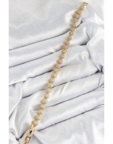 Pirinç Zirkon Taşlı Yarım Topcuk Model Gold Renk VIP Seri Kadın Bileklik