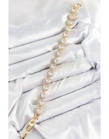 Pirinç Zirkon Taşlı Daire Baget Model Gold Renk VIP Seri Kadın Bileklik