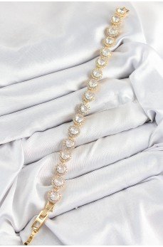 Pirinç Zirkon Taşlı Daire Baget Model Gold Renk VIP Seri Kadın Bileklik