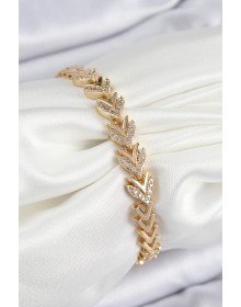 Pirinç Zirkon Taşlı Sıralı Ok Model Gold Renk Kadın Bileklik