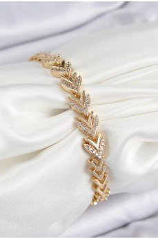 Pirinç Zirkon Taşlı Sıralı Ok Model Gold Renk Kadın Bileklik