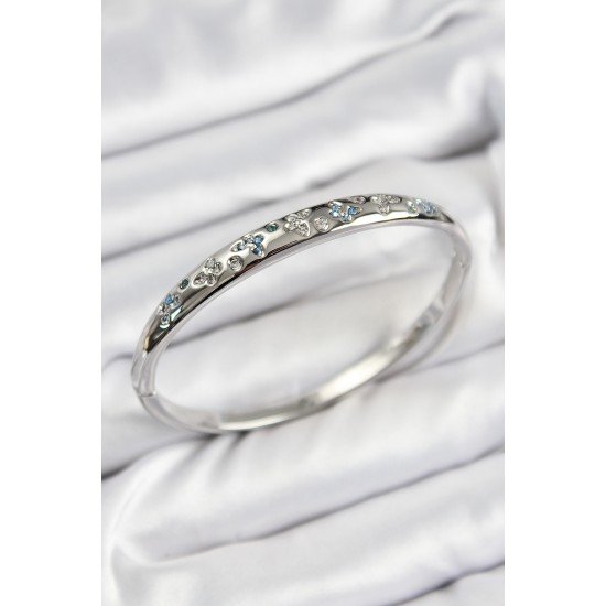 Pirinç Zirkon Taşlı Kelebek Model Gümüş Renk Kadın Kelepçe