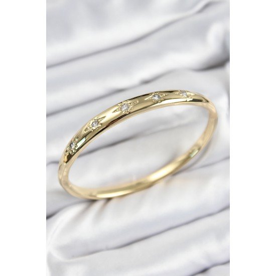 Pirinç Zirkon Taşlı Kutup Yıldızı Model Gold Renk Kadın Kelepçe Pirinç Zirkon Taşlı Kutup Yıldızı Model Gold Renk Kadın Kelepçe