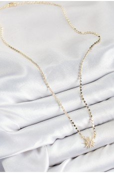 Pirinç Zirkon Taşlı Kutup Yıldızı Model Ezme Zincir Gold Renk Kadın Kolye